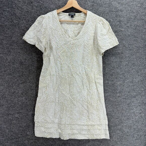 Nicole Miller Dresses & Skirts - Nicole Miller Dress Women M Medium Beige Animal Print Shift Short V-Neck Linen